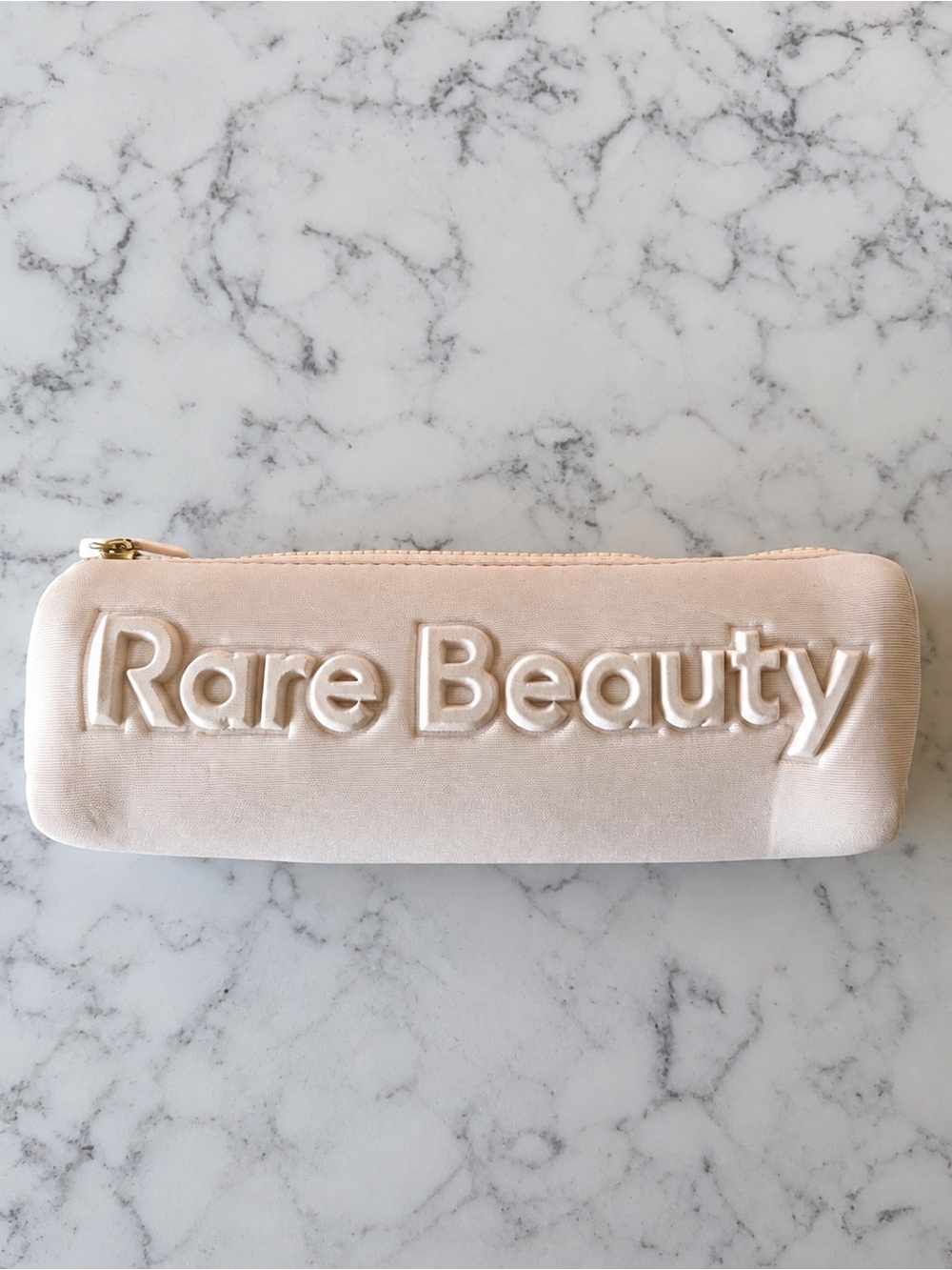 Rare Beauty Light Blush Pink Velvet Zip Cosmetic Case